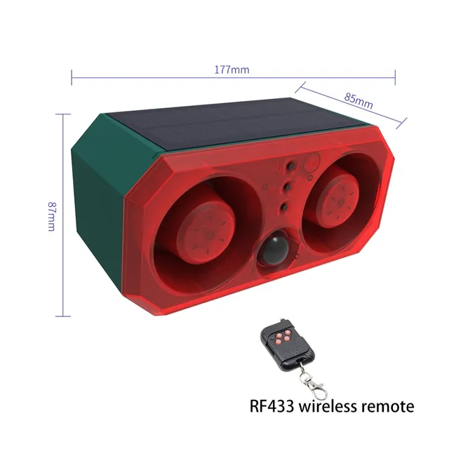 Solar Alarm Animal Repeller Two Speakers Recording Motion Detection Alarm Sensor Flash Sensing Extra Large Volume 1