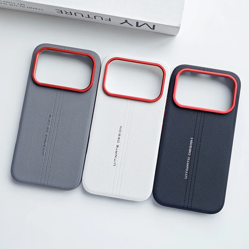 Luxurious PU Leather Soft TPU Bumper Minimalist Phone Case