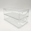 2pcs Stackable Refrigerator  Bins,  Space-saving Transparent Organizer With Handles, For Cabinets, Shelves, Drawer, Countertop A 3