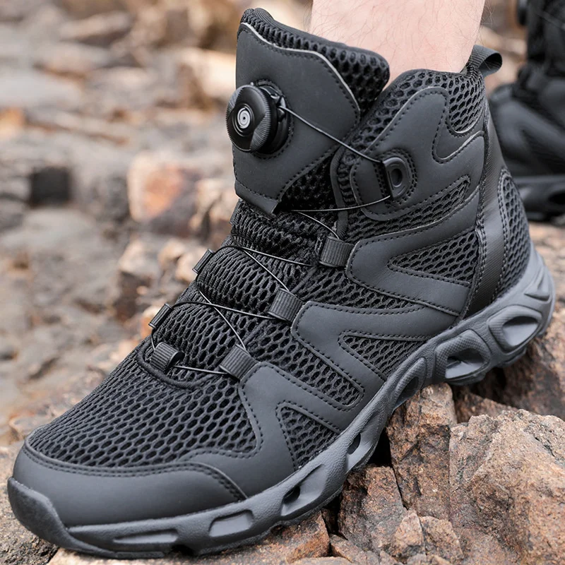 

Upstream Shoes Men's Summer Mesh Breathable Quick Dry Ultralight Non-slip Waterproof Wading Shoes Outdoor Hiking Fishing Shoes