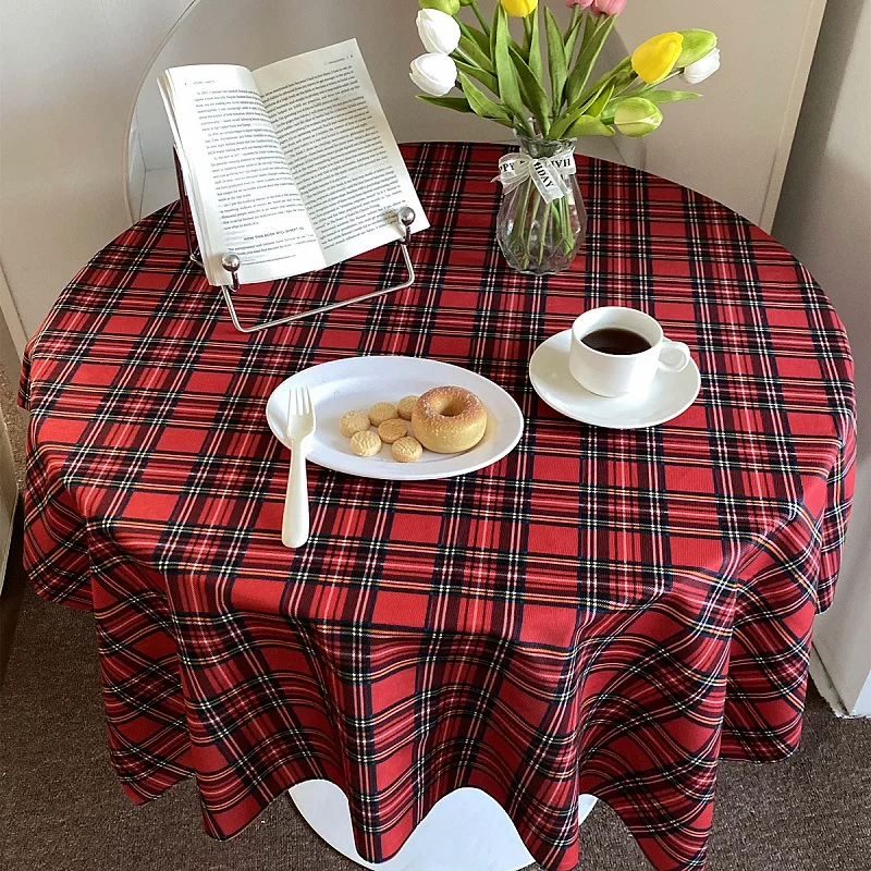 Plaid Table Cloth Fabric Christmas Christmas Plaid Tablecloth Round