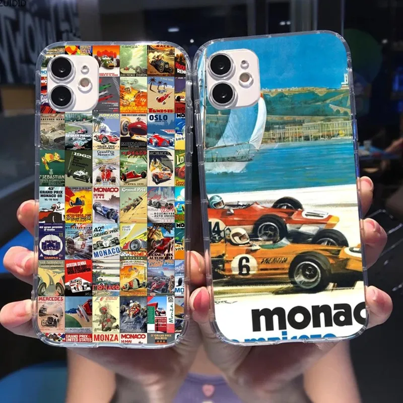 Custodia Per Telefono Grand Prix Vintage Monaco Per Iphone 14 13 12 11 Xs X 8 7 6 Plus Mini Pro Max Se 2022 Cover Per Telefono Trasparente