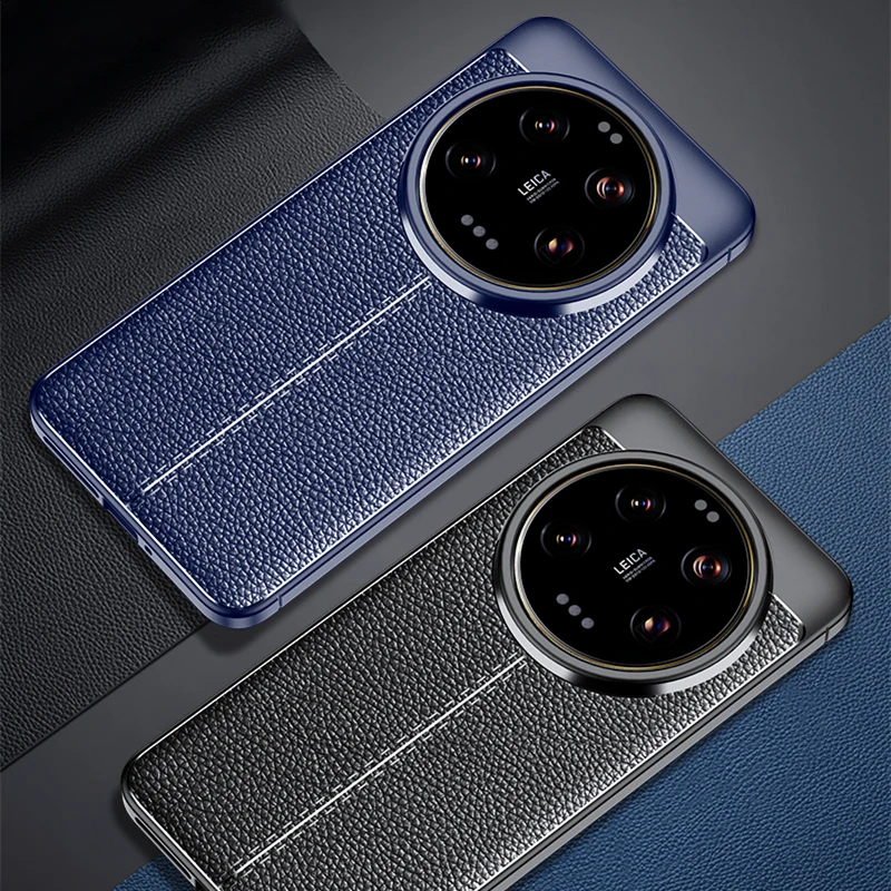 Per Xiaomi 14 Ultra Case Xiaomi 14 Ultra Cover Funda Antiurto Morbida Pelle Tpu-Imitazione Paraurti Posteriore Per Xiaomi 14 Ultra
