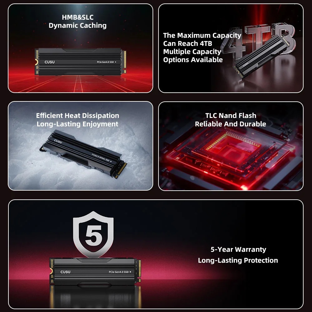 CUSU SSD NVMe 1tb 2tb 4tb Hard Disk SSD M.2 2280 PCIe4.0 Internal