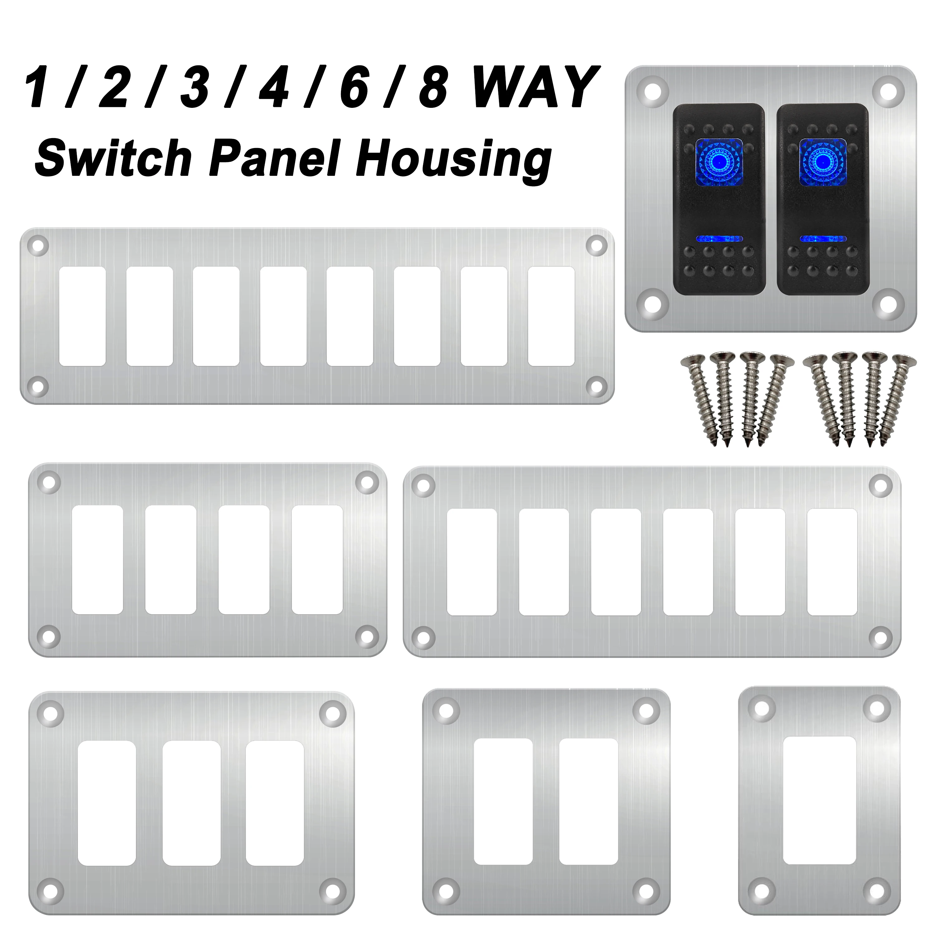 1-2-3-4-6-8-Way-Silvery-Aluminum-Switch-Panel-Housing-Holder-For-Car ...