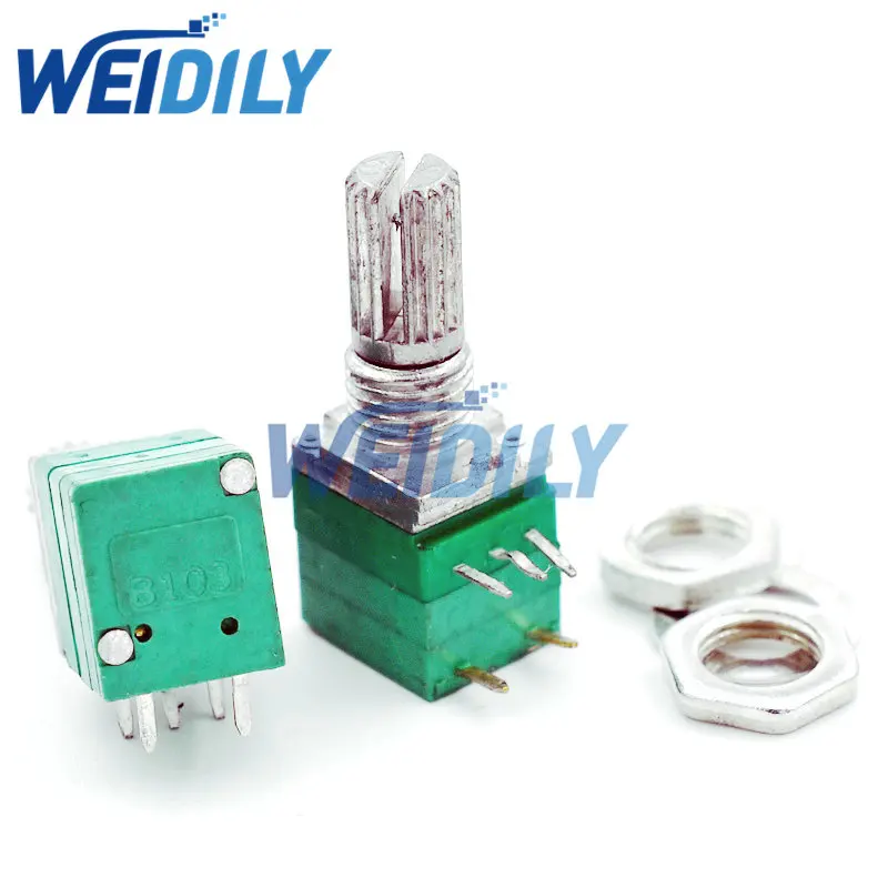 5PCS Multiturn Potentiometer Linear Potentiometer Rotary Potentiometer Adjustable Resistor RV097NS B5K B10K B20K B50K B100K B500K 5K 10K 50K 100K with A Switch Audio 5pin Shaft 15mm Amplifier Sealing Potentiometer