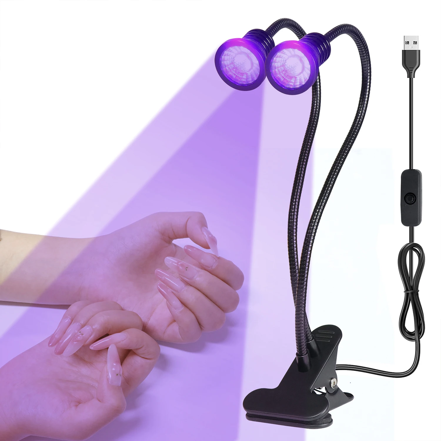 Led Nail Lights Dryer UV Lamp Ultraviolet Flexible Clip-On Desk Mini USB Gel Curing Manicure Pedicure Salon Tools DIY Nail Art