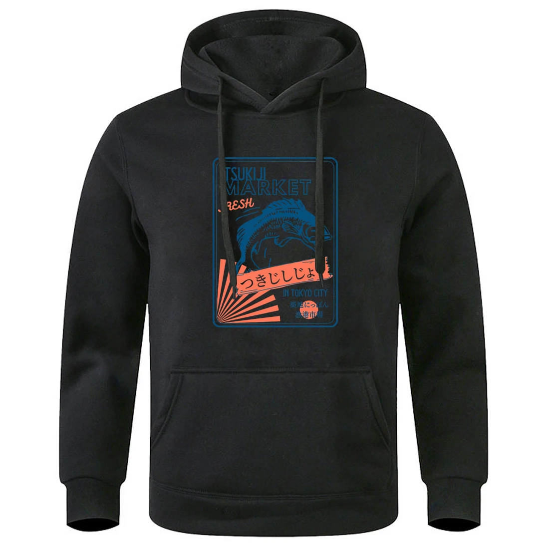 

Retro Tsukiji Fishmarket Tokyo Japan Man Hoodies Simple Aesthetic Sportswear Trend Campus Pullover Street Comfortable Mans Tops