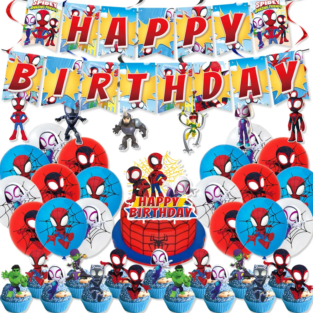 Spidey et ses incroyables amis, fournitures de décoration de fête, assiette  en papier, nappe, thème Spiderman, ballons de réception-cadeau pour bébé,  cadeaux pour enfants - AliExpress, image size:1000x1000
