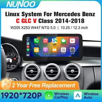 Pantalla Carplay inalámbrica para Mercedes Clase C W205 GLC X253 C180 C200 300 350 2015-2018 reproductor Multimedia de coche Android Auto Radio 1