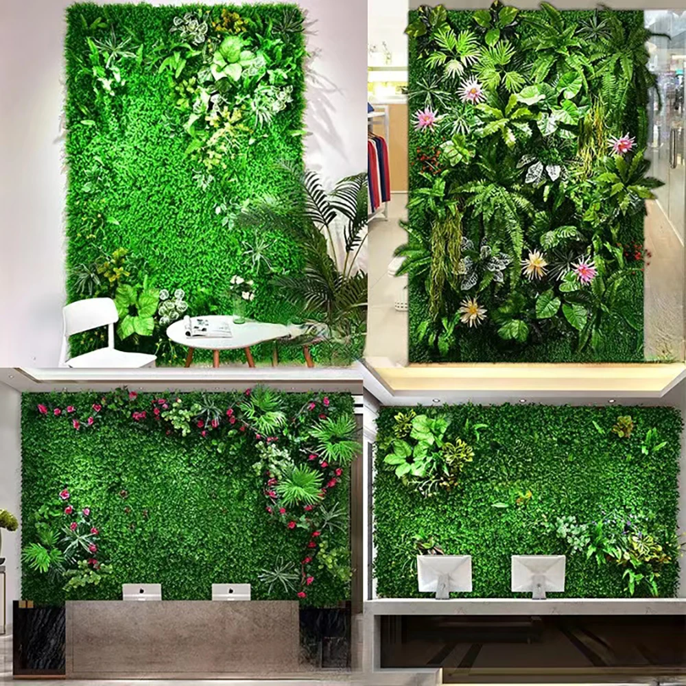 Set 2 Pannelli Piante Artificiali Da Parete – 40x60 Cm – Verde, Per Interni/Esterni, UV Resistant