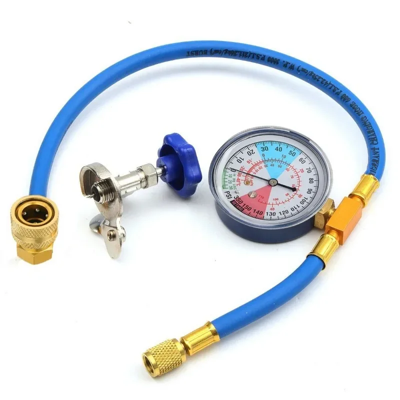 Car AC Air Conditioning R134A Refrigerant Recharge Measuring Hose with Pressure Gauge Pressure Gauge Measuring Kit Reparing ac refrigerant recharge tool