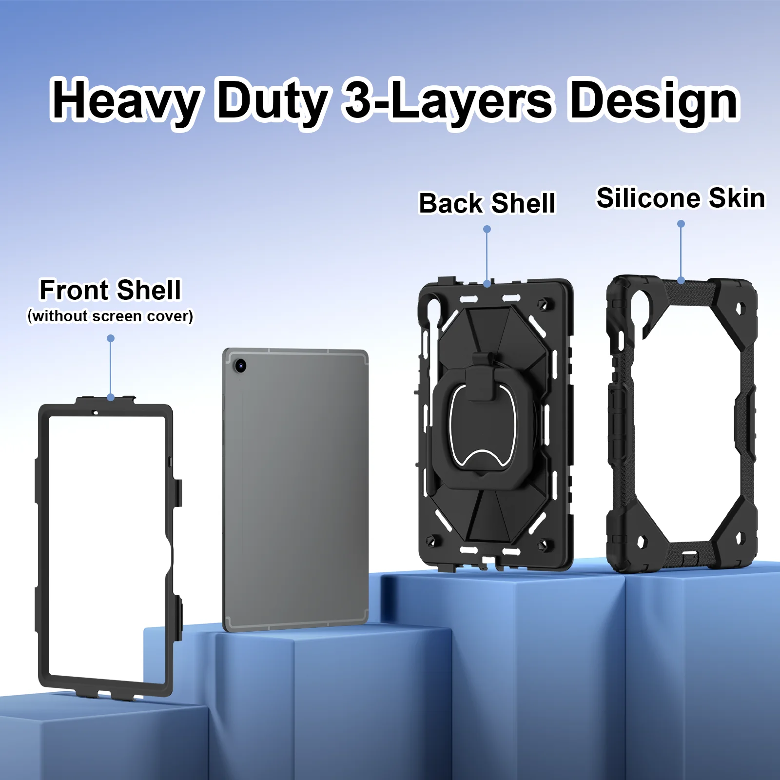 Silicone Case For Samsung Galaxy Tab Rotating Kids Stand Cover_voghion.com