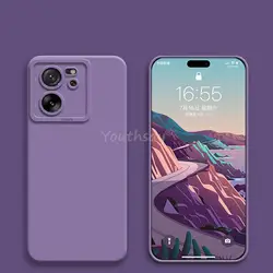 Premium Liquid Silicone Anti-Drop Phone Case with Camera Protector for Xiaomi 13T (PURPLE)