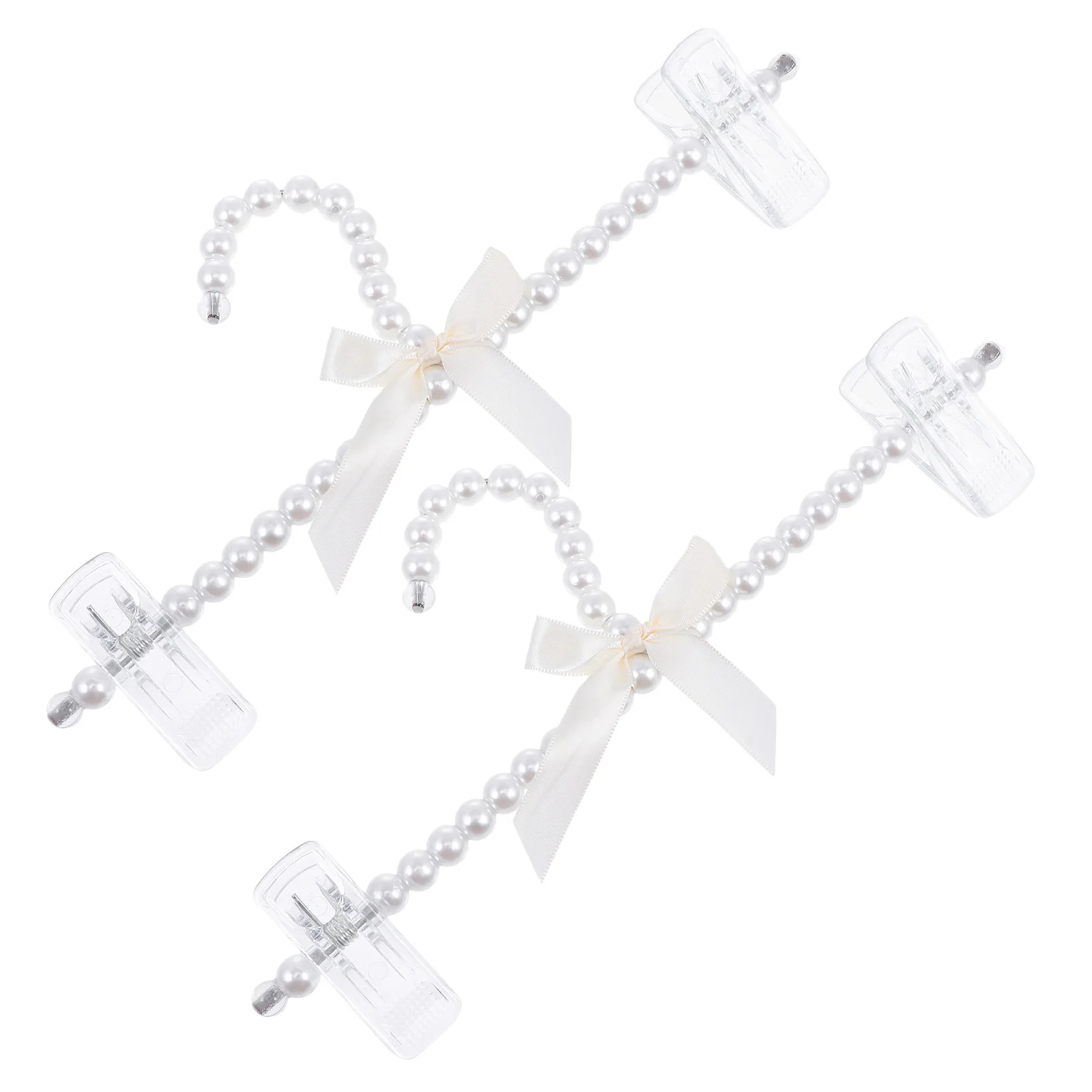 

2 Pcs Pearl Hanger Pants Clothes Shop Hangers Artificial Unique Clothing Creative Plastic Display