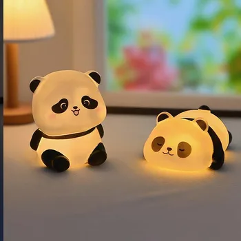 Novo panda led night light sala de estar bonito panda lâmpada plástico decoração cabeceira criativo crianças luz da noite presente aniversário decoração 1