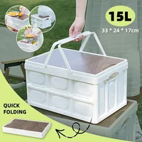 1 Outdoor Camping Storage Box With Handle, 15L Foldable Storage Box, Portable Camping And Picnic Storage Box, Car Luggage 1