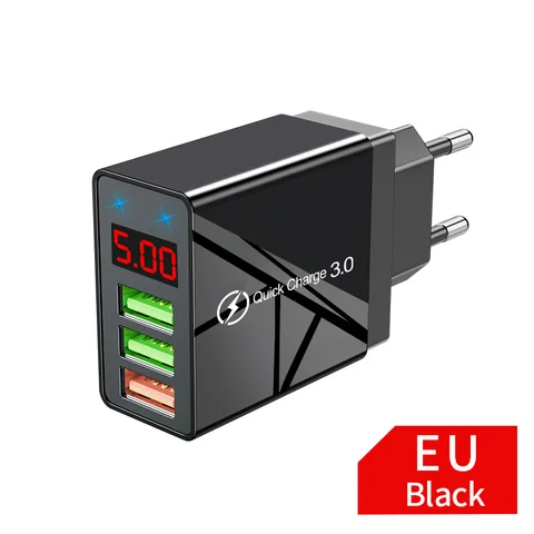 QC 3.0 USB Charger Fast Charging For iPhone Xiaomi Samsung Redmi LED Display Mobile Phone Wall Adapter Qucik Charge 3.0
