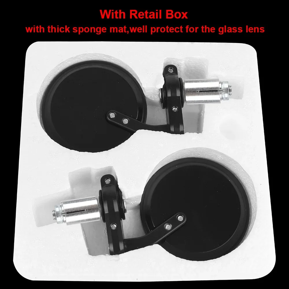 Motorcycle Mirror: 22mm Universal Rearview Side Mirror 2pcs Handle Bar End Mounting for Motorbike