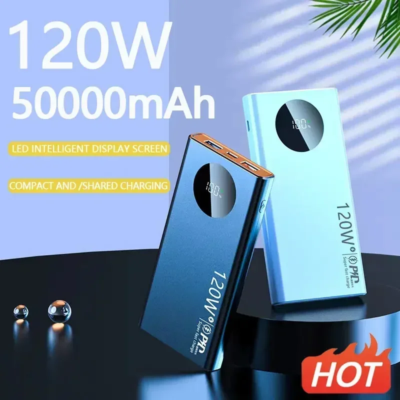 

50000mah 120w Super Fast Charging Power Bank Large Battery Support PD Agreement Output For Iphone Samsung Mobile Power Supply