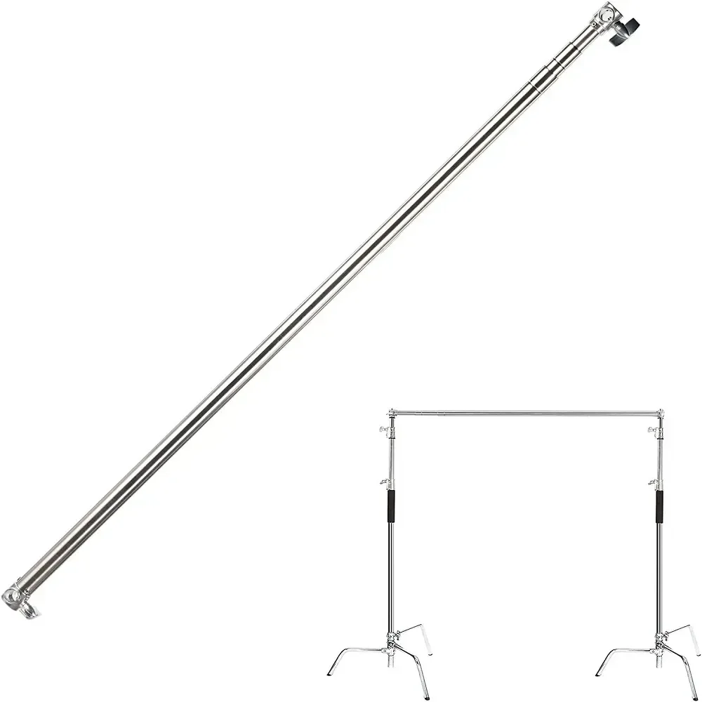 Barra Telescópica para Fotografia Pólo Ajustável do Tripé do C-stand Suporte do Cenário Barra Horizontal Comprimento Máximo 3m Aço Inoxidável