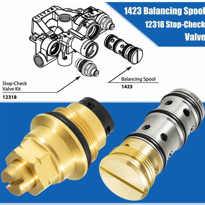 

12318 Stop-Check Valve Kit & 1423 Balancing Spool Perfectly Fits for Moen One-Handle Tub and Shower Faucets，Household Tools