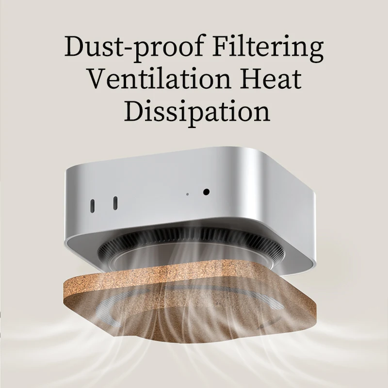 Hagibis Desktop Stand for Mac mini M4/M4 Pro 2024 Dustproof Coffee Cork Bracket Base Heat Dissipation Holder Cooling Accessories