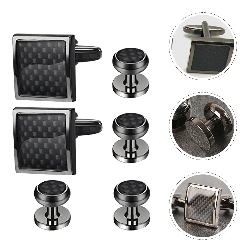 

6 Pcs Mens Shirt Men's Cufflink Set Studs Cufflinks Sleeve Nails and for Tuxedo Buttons Man