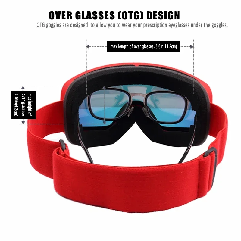XTIGER Ski Goggles Men's and Women's Winter Ski Goggles Outdoor Snow HD PC UV400 Double Layer Anti-Fog Lenses TUP Frame Ski Gogg 3