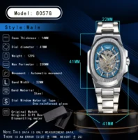 LONGLUX Men automatic mechanical watch luxury watches waterproof skeleton business cheap wholesale stainless steel gift watch 5