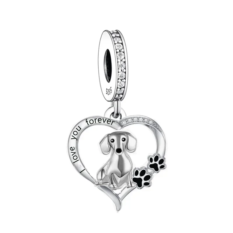 Fit Original Pan Charm Bracelet 925 Sterling Silver Pug Schnauzer Yorkshire Poodle Dachshund Dog Breed Bead For Making Berloque 2