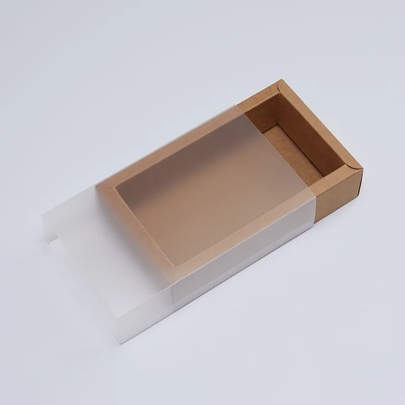 10pcs Kraft Paper Gift Boxes with Clear PVC Window, Exquisite Drawer Packaging for Wedd... - SKU KPGB1100 - UGI Packaging
