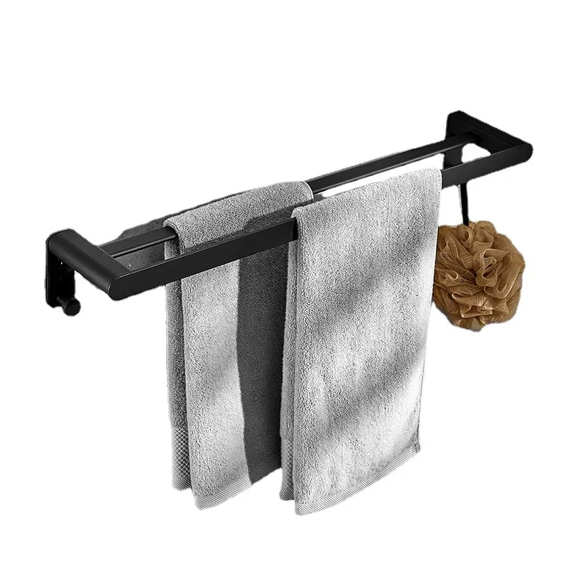 Black space aluminum towel rack bathroom hardware pendant bathroom towel storage rack accessories towel rack
