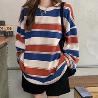 autumn Hoodies Striped Oversized Sweatshirt Women Harajuku Pullovers Korean Fashion Couples Matching Long Sleeve Tops Streetwear - Image 2