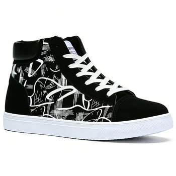 Street Style Fashion Sneakers Mens Casual Shoes Flat Breathable High top Black Red Brand Male Footwear 1