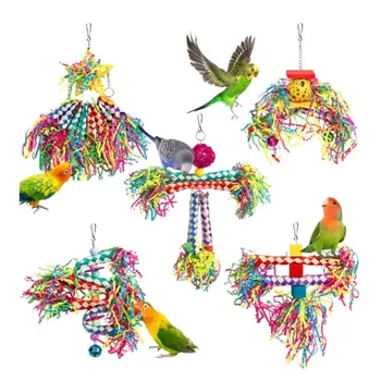 1PC Parrot Toy Biting Toy Drawing Toy Finger Set Sichuan Pepper Wood Paper Silk Weaving Tube Toy Set 1