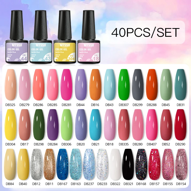 40/24/20Pcs Gel Nail Polish Set Colorful Glitter Nail Gel Kit Vernis Semi Permanent Varnishes Manicure Set Soak Off UV LED Gel 2