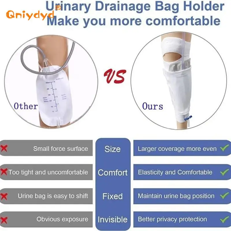 Leg Sleeve Urine Bag Holder, Washable Breathable Catheter Elastic Band Urine Drainage Bags Strap Holder Calf Urinary Cover Belt