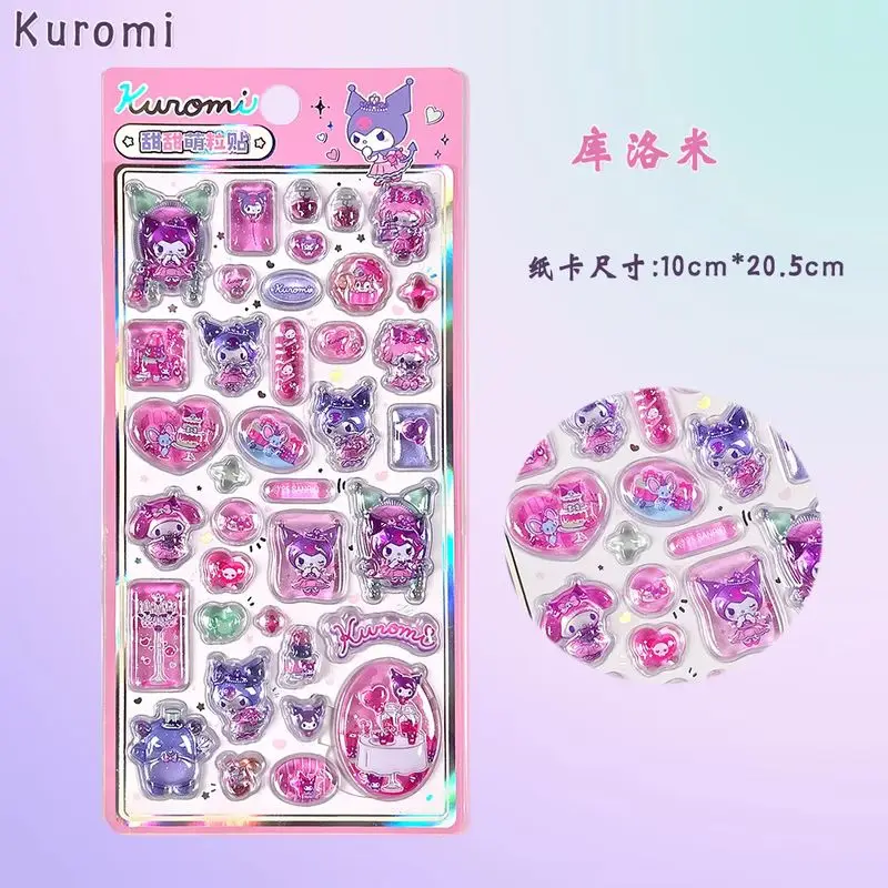 귀여운 헬로키티 3D 엠보싱 크리스탈 다이아몬드 스티커 귀여운 쿠로미 멜로디 DIY 장 폰 케이스 방수 스티커 문구류
