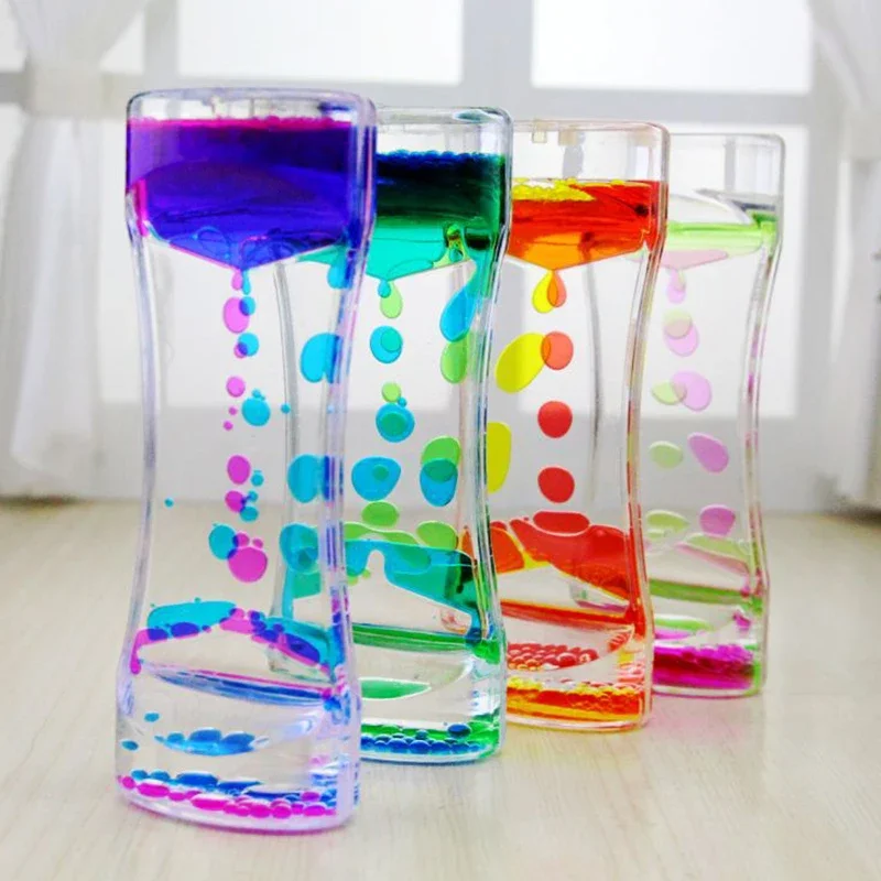 Liquid Motion Bubbler Desktop Hourglasses Timer Movement Sensory Toy Kids Adults Stress Relief Home Office Decor 1PC liquid hourglass timer