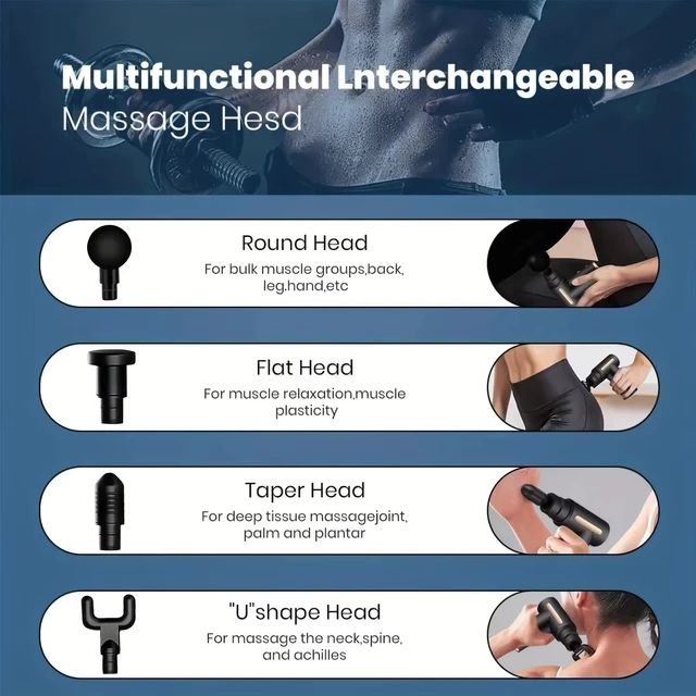 Fascial Massage Gun Electric Percussive Therapy Massager Body Relaxation With 4 Replaceable Head Can Muscle Recovery Gift Giving 4