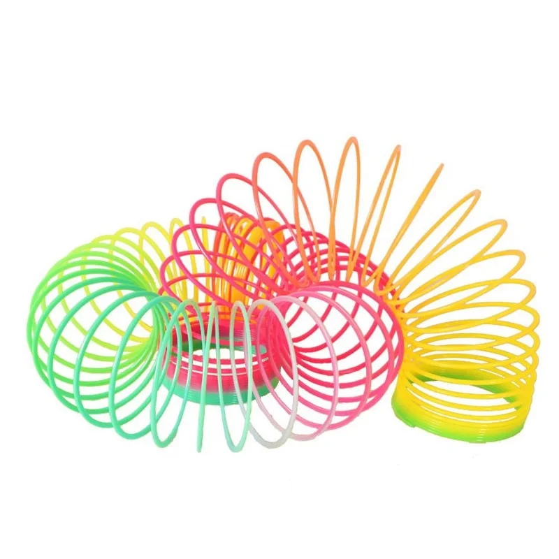 Cor arco-íris círculo engraçado brinquedos mágicos desenvolvimento precoce educacional dobrável bobina de mola de plástico crianças brinquedos mágicos criativos