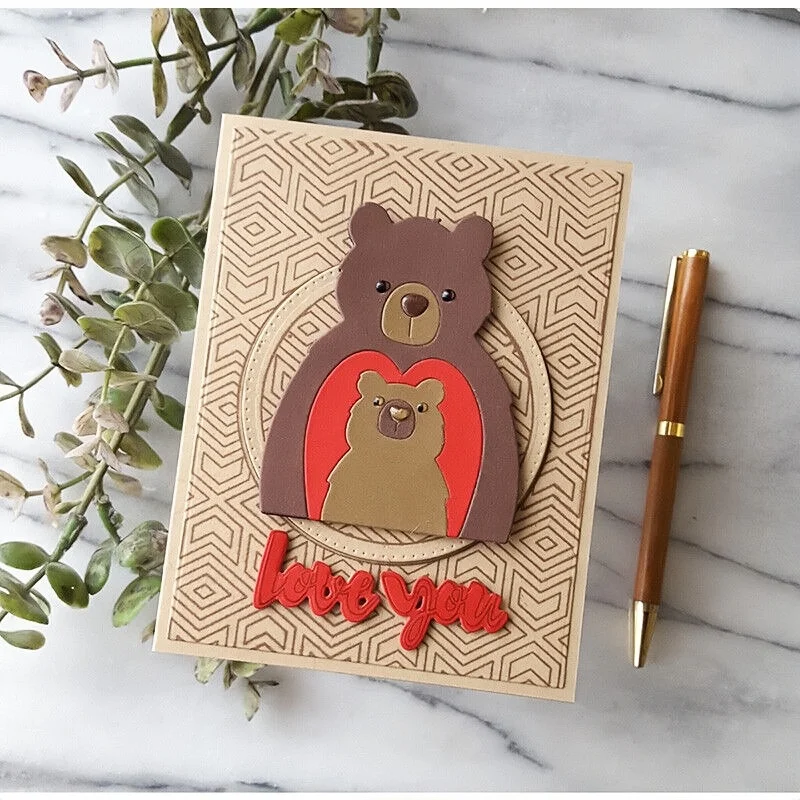 Cute Little Bear Metal Cutting Tool, molde escondido do gatinho, DIY Crafts Scrapbook, processo de papel faca