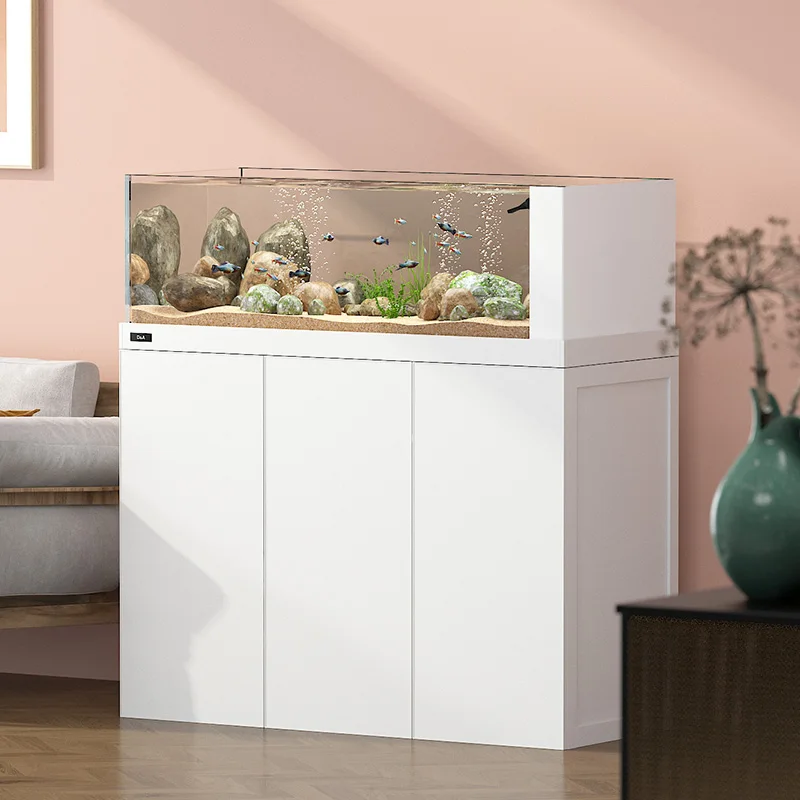 

Stream Tank Living Room Home Landscape Light Luxury Fish Tank Super White Glass Bottom Filter Aquarium 1