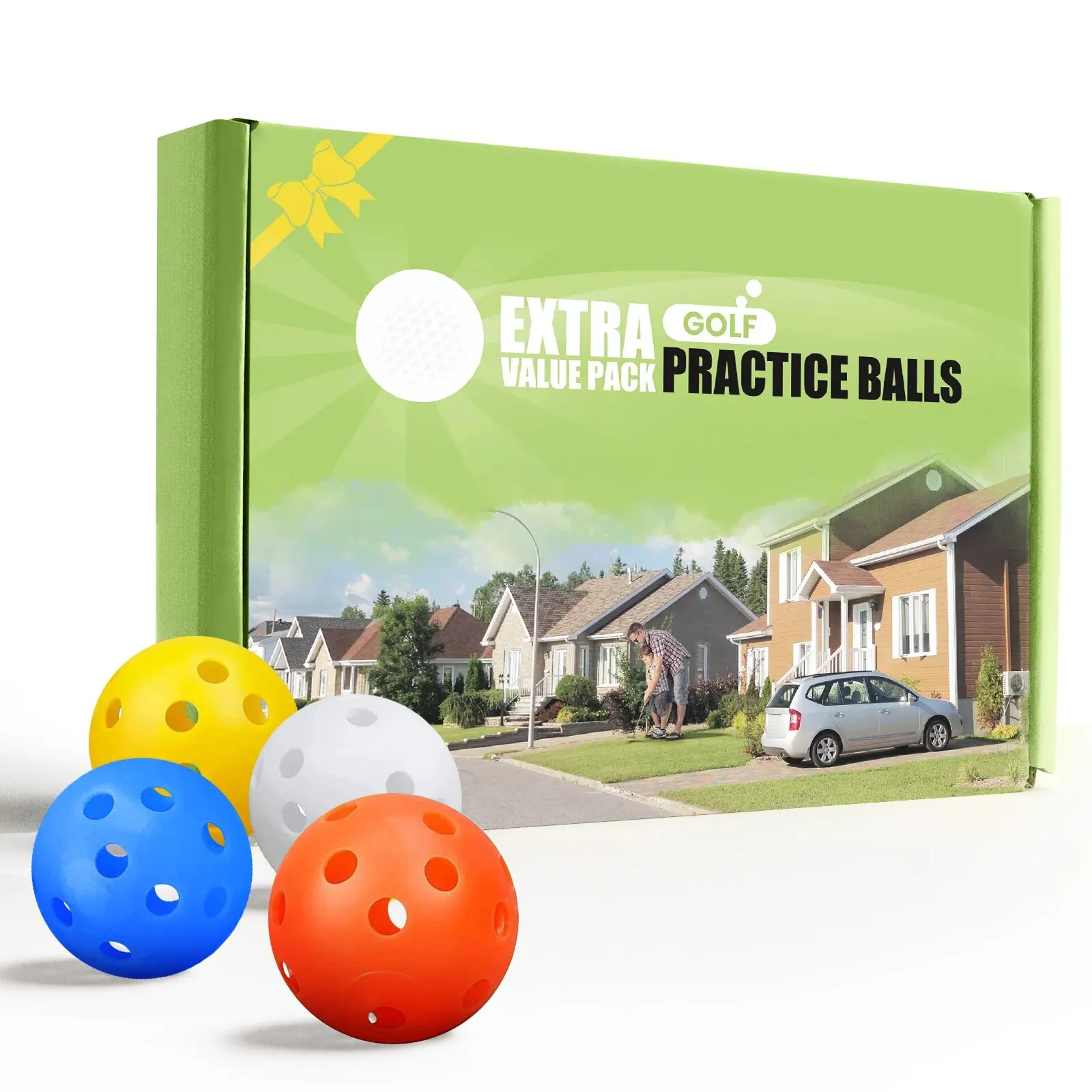 Golf Practice Balls Plastic Colored Value 12 Or 24 Pack Airflow Hollow Ball 41mm Limited Flight for Indoor Outdoor Training golf balls