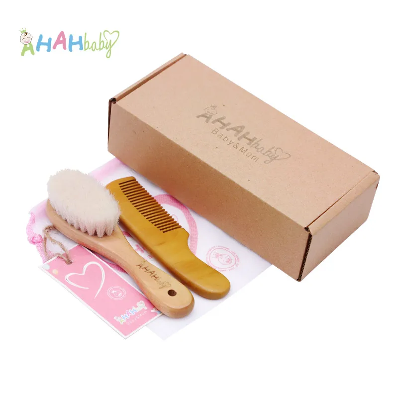 Baby Hair Brush And Comb Set for Newborn Massage Bath Shower Custom Logo Comb For Hair Mini Baby Brush Wooden Hair Brush for Kid