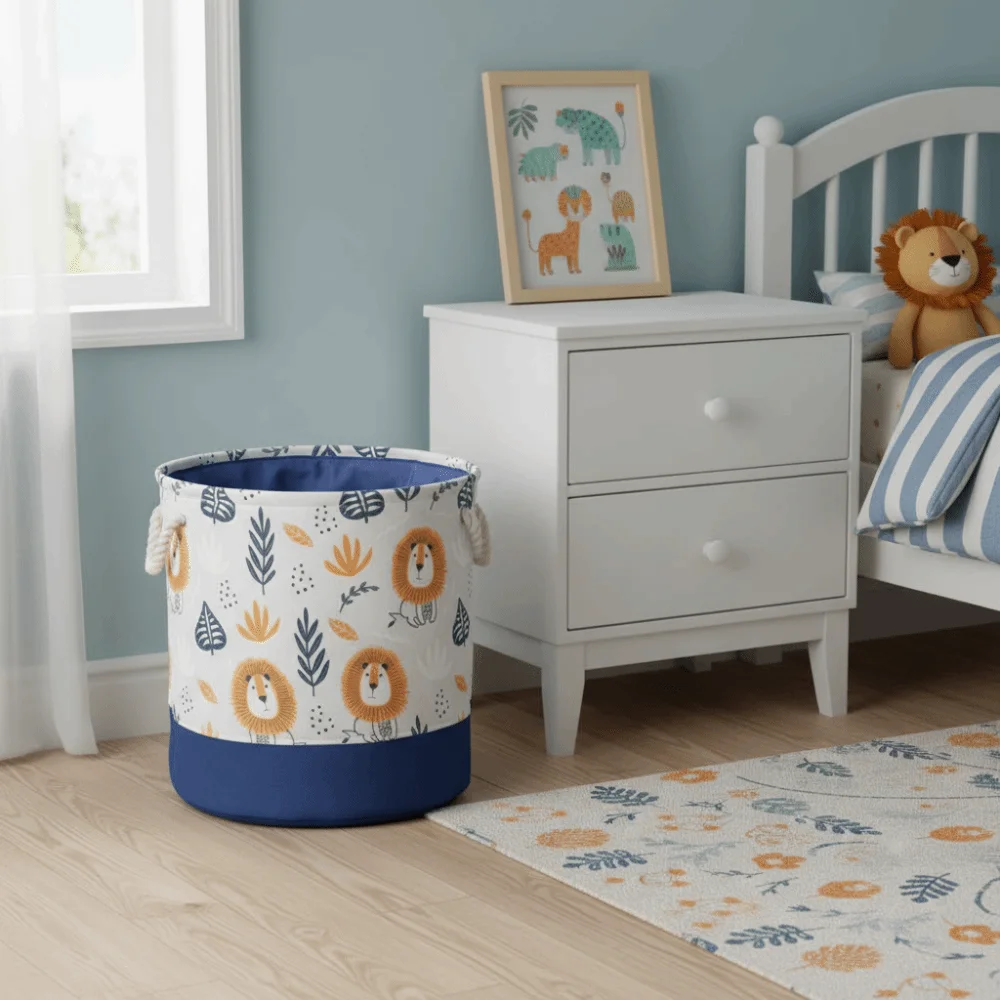 Multi-functional Cartoon Storage Basket Foldable Large Capacity Laundry Hamper with Handle Thickened Organizer Basket Room