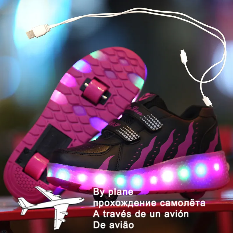 

Children Roller Skate Casual Shoes USB Charging Boys Girl Automatic Jazzy LED Lighted Flashing Kids Glowing Sneakers with Wheels