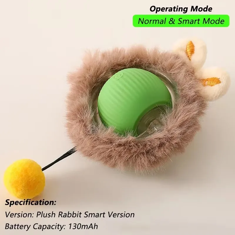 Dog Cat Interactive Ball Toy Automatic Rolling Ball Faux Tail Rechargeable Smart Pet Electric Toy Dog Cat Training Imitate Mouse