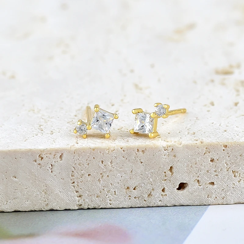 Colorful Crystal Tiny Stud Earring Front View